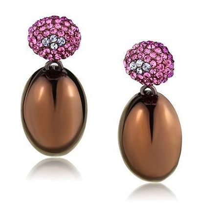 Picture of TK2787 - Stainless Steel Earrings IP Coffee light Women Top Grade Crystal Multi Color