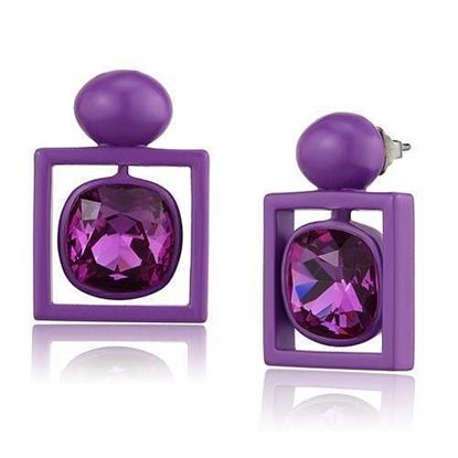 Picture of TK2789 - Stainless Steel Earrings No Plating Women Top Grade Crystal Fuchsia