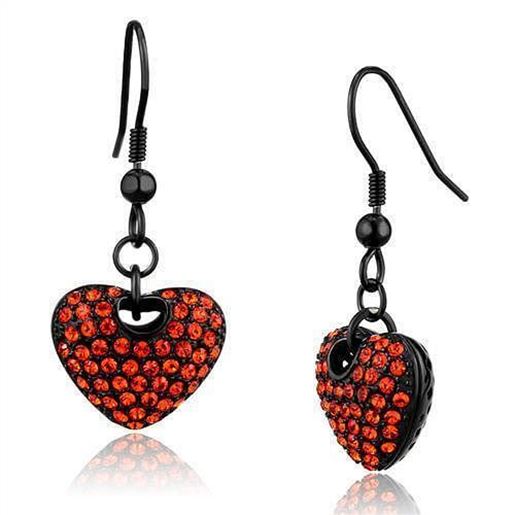 Picture of TK2790 - Stainless Steel Earrings IP Black(Ion Plating) Women Top Grade Crystal Orange