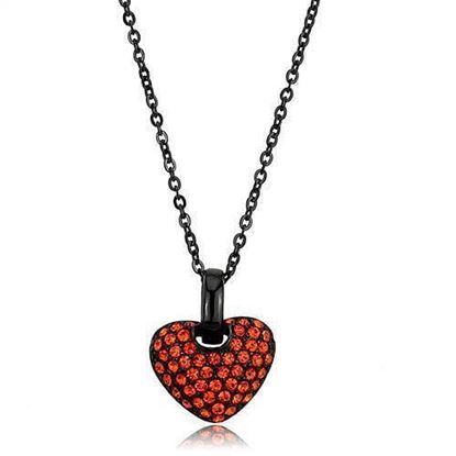 Picture of TK2791 - Stainless Steel Chain Pendant IP Black(Ion Plating) Women Top Grade Crystal Orange