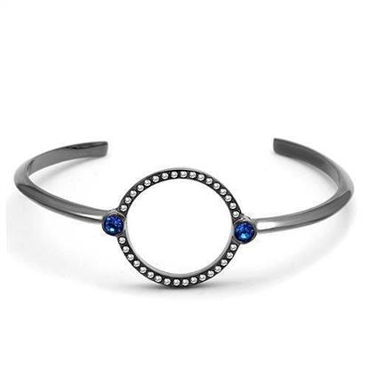 Picture of TK2792 - Stainless Steel Bangle IP Light Black  (IP Gun) Women Top Grade Crystal Capri Blue