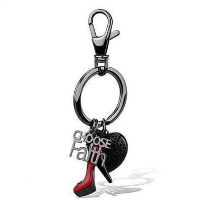 Picture of TK2795 - Stainless Steel Key Ring IP Light Black  (IP Gun) Women Top Grade Crystal Jet