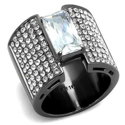 Picture of TK2798 - Stainless Steel Ring IP Light Black  (IP Gun) Women AAA Grade CZ Clear