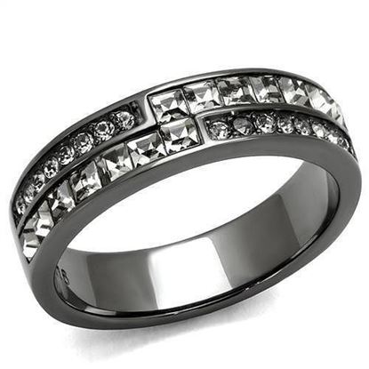 Picture of TK2799 - Stainless Steel Ring IP Light Black  (IP Gun) Women Top Grade Crystal Black Diamond