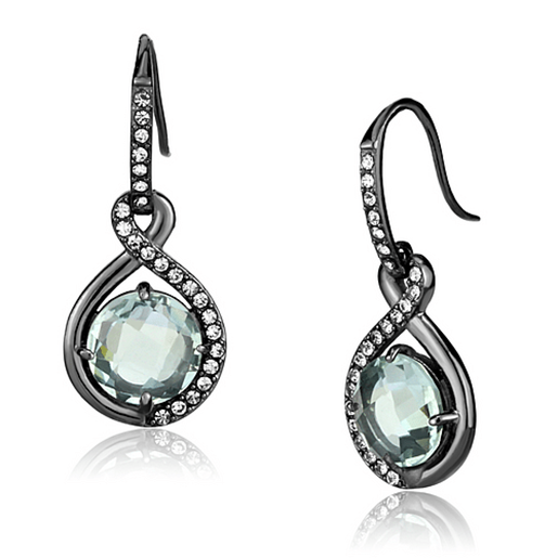 Picture of TK2821 - Stainless Steel Earrings IP Light Black  (IP Gun) Women Semi-Precious Emerald