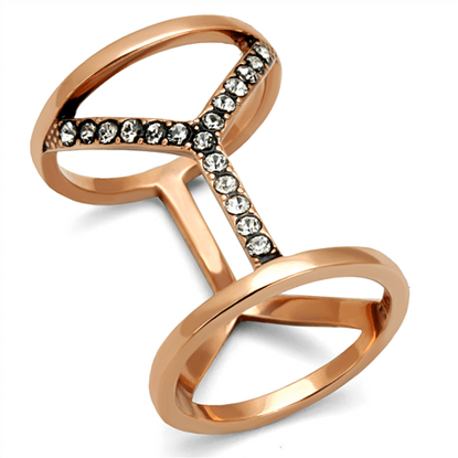 Picture of TK2825 - Stainless Steel Ring IP Rose Gold(Ion Plating) Women Top Grade Crystal Clear