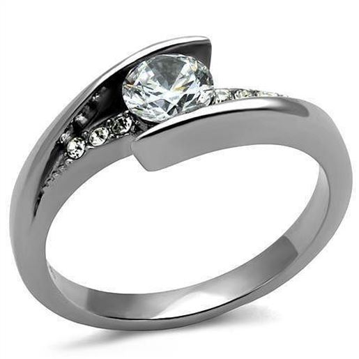 Picture of TK2833 - Stainless Steel Ring High polished (no plating) Women AAA Grade CZ Clear