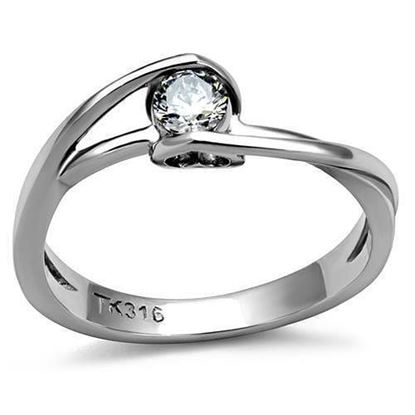 Picture of TK2835 - Stainless Steel Ring High polished (no plating) Women AAA Grade CZ Clear