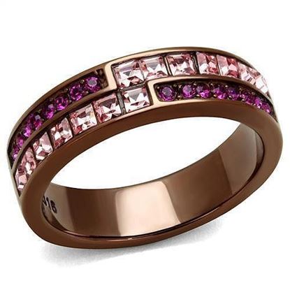 Picture of TK2837 - Stainless Steel Ring IP Coffee light Women Top Grade Crystal Multi Color