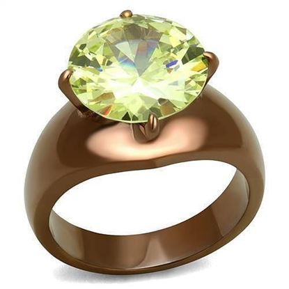 Picture of TK2839 - Stainless Steel Ring IP Coffee light Women AAA Grade CZ Apple Green color