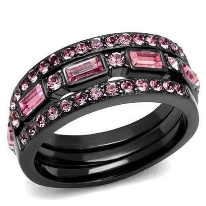 Picture of TK2844 - Stainless Steel Ring IP Light Black  (IP Gun) Women Top Grade Crystal Multi Color