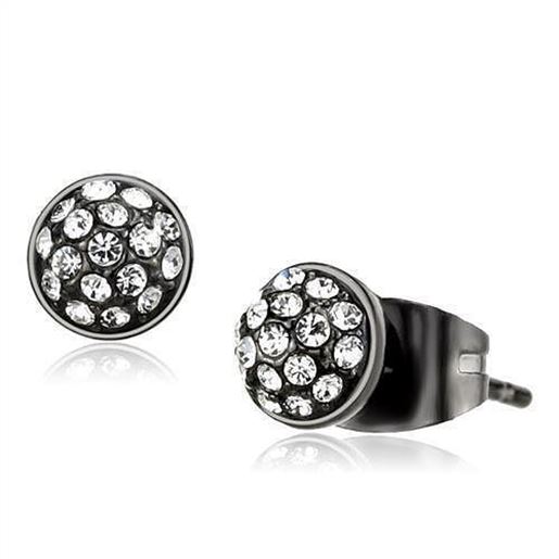 Picture of TK2854 - Stainless Steel Earrings IP Light Black  (IP Gun) Women Top Grade Crystal Clear