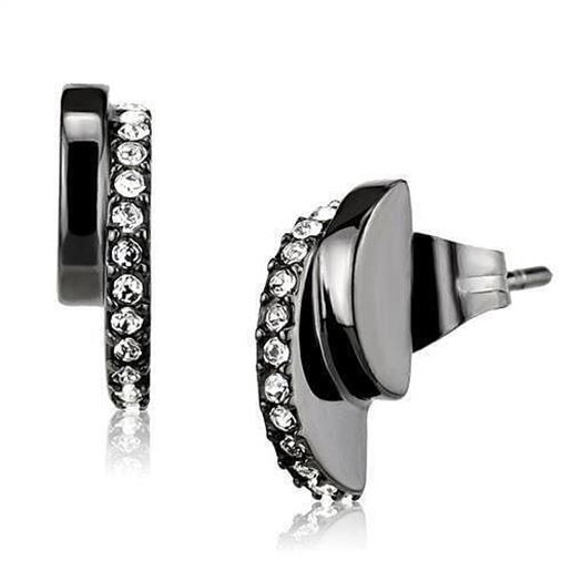 Picture of TK2855 - Stainless Steel Earrings IP Light Black  (IP Gun) Women Top Grade Crystal Clear