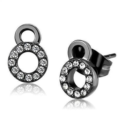 Picture of TK2856 - Stainless Steel Earrings IP Light Black  (IP Gun) Women Top Grade Crystal Clear