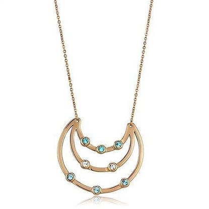 Picture of TK2857 - Stainless Steel Necklace IP Rose Gold(Ion Plating) Women Top Grade Crystal Multi Color