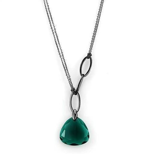 Picture of TK2858 - Stainless Steel Necklace IP Light Black  (IP Gun) Women Synthetic Blue Zircon