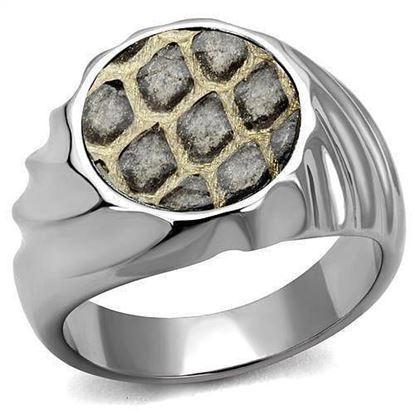 Picture of TK2859 - Stainless Steel Ring High polished (no plating) Men Leather Animal pattern