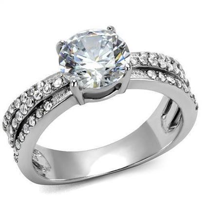 Picture of TK2862 - Stainless Steel Ring High polished (no plating) Women AAA Grade CZ Clear