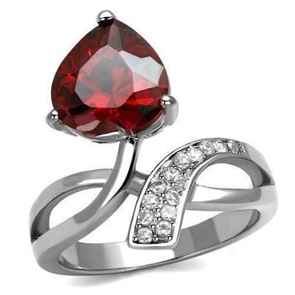 Picture of TK2863 - Stainless Steel Ring High polished (no plating) Women AAA Grade CZ Garnet