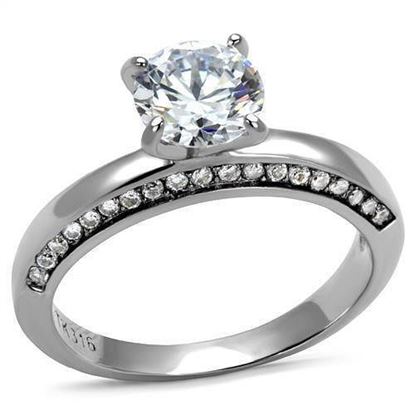 Picture of TK2864 - Stainless Steel Ring High polished (no plating) Women AAA Grade CZ Clear