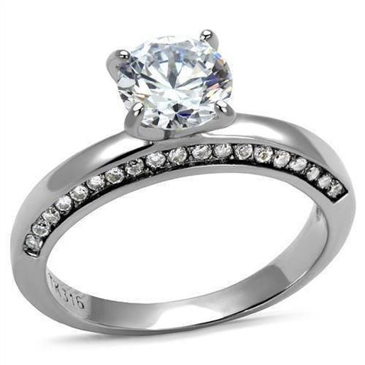 Picture of TK2864 - Stainless Steel Ring High polished (no plating) Women AAA Grade CZ Clear