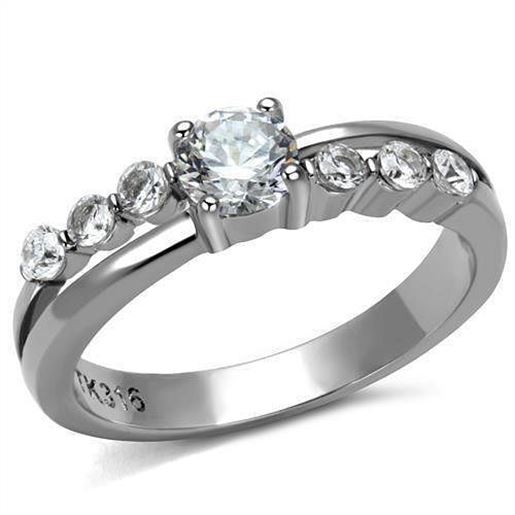 Picture of TK2865 - Stainless Steel Ring High polished (no plating) Women AAA Grade CZ Clear