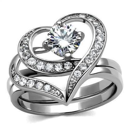 Picture of TK2868 - Stainless Steel Ring High polished (no plating) Women AAA Grade CZ Clear