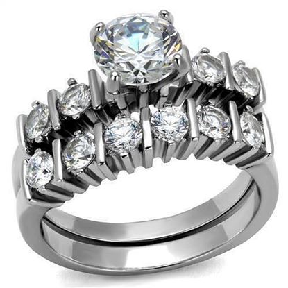 Picture of TK2869 - Stainless Steel Ring High polished (no plating) Women AAA Grade CZ Clear