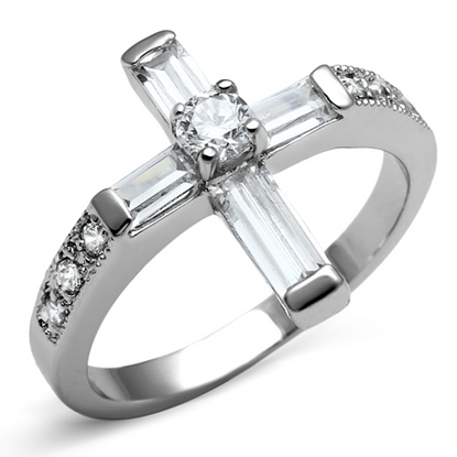 Picture of TK2871 - Stainless Steel Ring High polished (no plating) Women AAA Grade CZ Clear