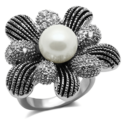 Picture of TK2877 - Stainless Steel Ring High polished (no plating) Women Synthetic White