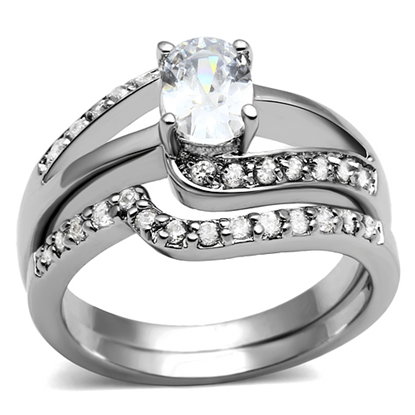 Picture of TK2879 - Stainless Steel Ring High polished (no plating) Women AAA Grade CZ Clear