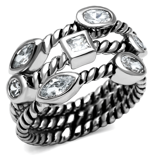 Picture of TK2880 - Stainless Steel Ring High polished (no plating) Women AAA Grade CZ Clear