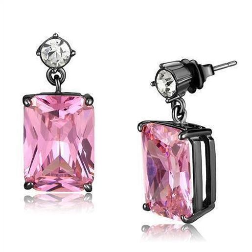 Picture of TK2892 - Stainless Steel Earrings IP Light Black  (IP Gun) Women AAA Grade CZ Rose