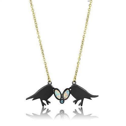 Picture of TK2895 - Stainless Steel Necklace IP Gold+ IP Black (Ion Plating) Women Semi-Precious Aurora Borealis (Rainbow Effect)