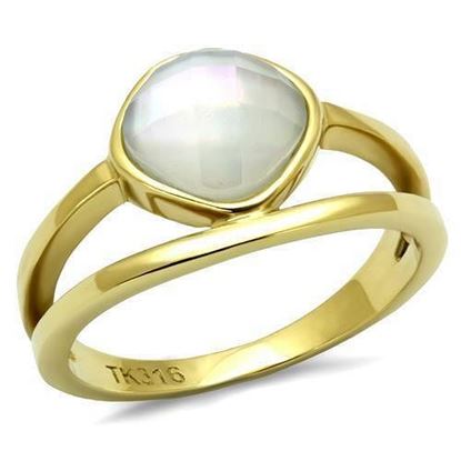 Picture of TK2908 - Stainless Steel Ring IP Gold(Ion Plating) Women Precious Stone White