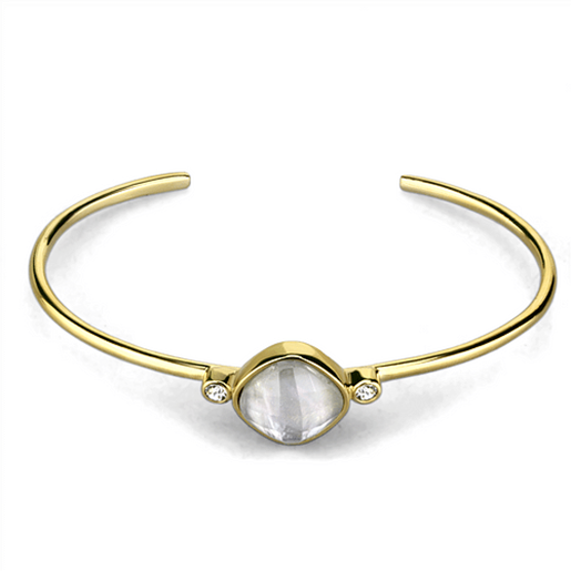 Picture of TK2910 - Stainless Steel Bangle IP Gold(Ion Plating) Women Precious Stone White