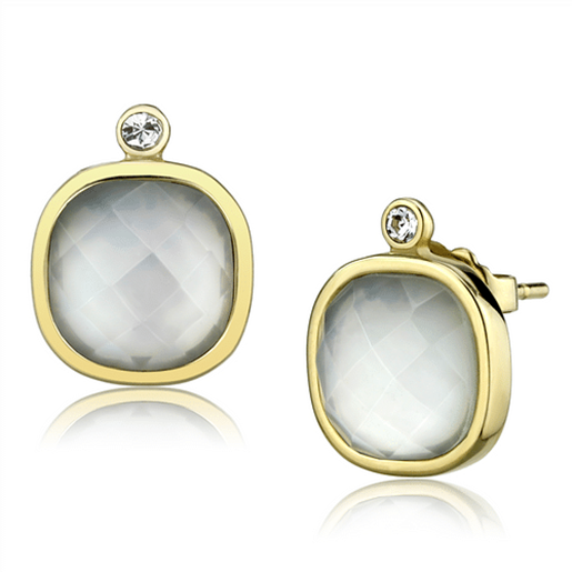 Picture of TK2912 - Stainless Steel Earrings IP Gold(Ion Plating) Women Precious Stone White