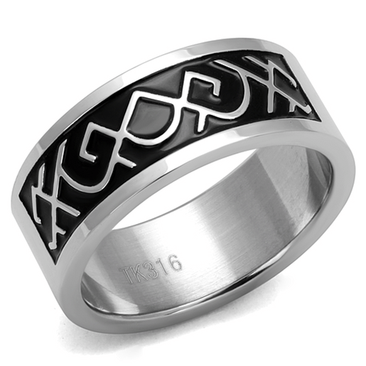 Picture of TK2921 - Stainless Steel Ring High polished (no plating) Men Epoxy Jet