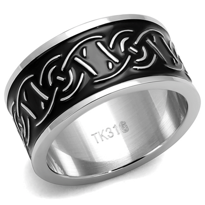 Picture of TK2922 - Stainless Steel Ring High polished (no plating) Men Epoxy Jet