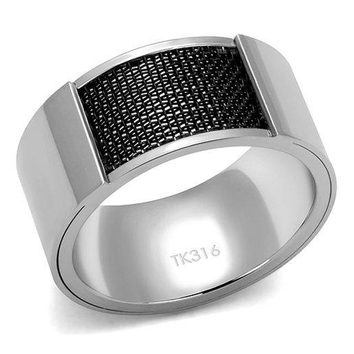 Picture of TK2923 - Stainless Steel Ring High polished (no plating) Men Epoxy Jet