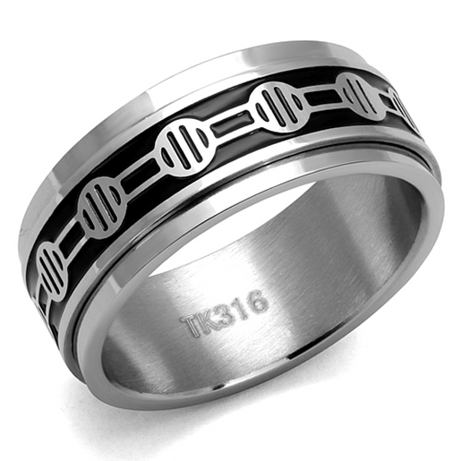 Picture of TK2924 - Stainless Steel Ring High polished (no plating) Men Epoxy Jet