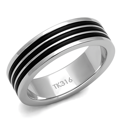 Picture of TK2925 - Stainless Steel Ring High polished (no plating) Men Epoxy Jet