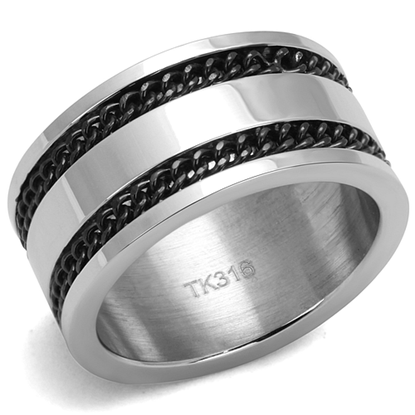 Picture of TK2927 - Stainless Steel Ring High polished (no plating) Men Epoxy Jet