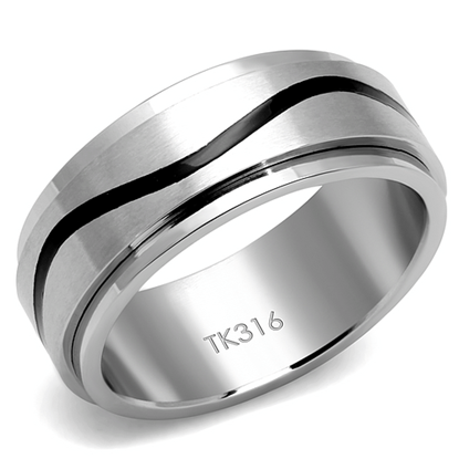 Picture of TK2929 - Stainless Steel Ring High polished (no plating) Men Epoxy Jet