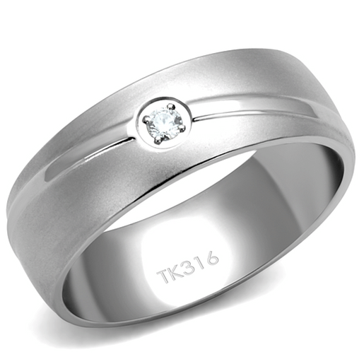 Picture of TK2931 - Stainless Steel Ring High polished (no plating) Men AAA Grade CZ Clear