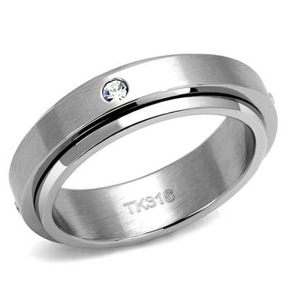 Picture of TK2933 - Stainless Steel Ring High polished (no plating) Men AAA Grade CZ Clear