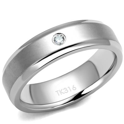 Picture of TK2934 - Stainless Steel Ring High polished (no plating) Men AAA Grade CZ Clear