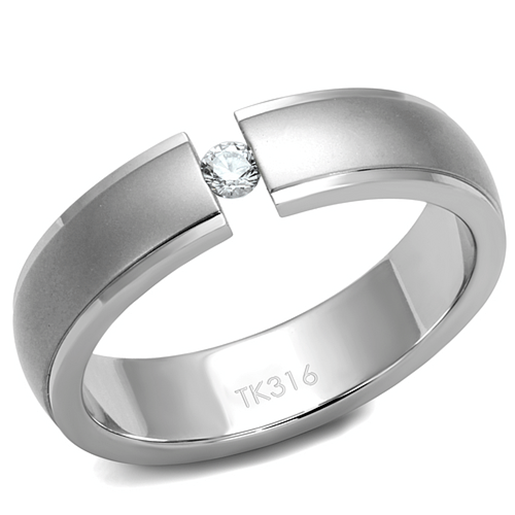 Picture of TK2935 - Stainless Steel Ring High polished (no plating) Men AAA Grade CZ Clear