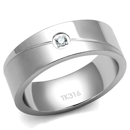 Picture of TK2937 - Stainless Steel Ring High polished (no plating) Men AAA Grade CZ Clear