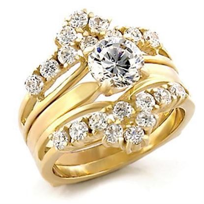 Picture of TK2948 - Stainless Steel Ring IP Gold(Ion Plating) Women AAA Grade CZ Clear